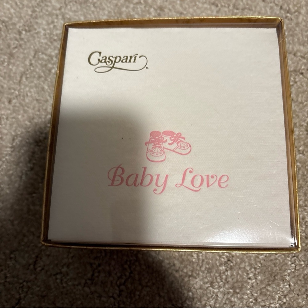 Caspari Napkin Box Cocktail Airlaid Baby Love 30 Ct White Pearl Paper Linen